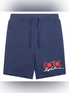Polo Ralph Lauren Men's Navy Blue Classic Fit Graphic Logo Fleece Shorts Sz XL